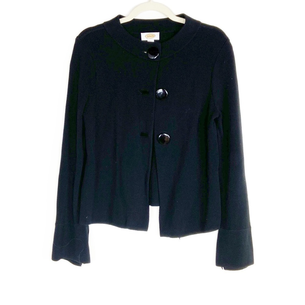 Talbots Cotton Black Long Sleeve Winter Sweater Cardigan
